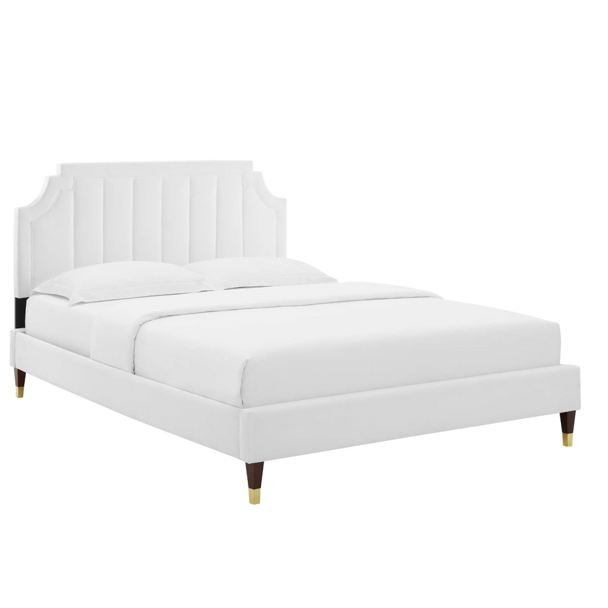 MOD-6919-WHI 49-53 x 79 x 87 in. Sienna Performance Velvet King Size Platform Bed, White