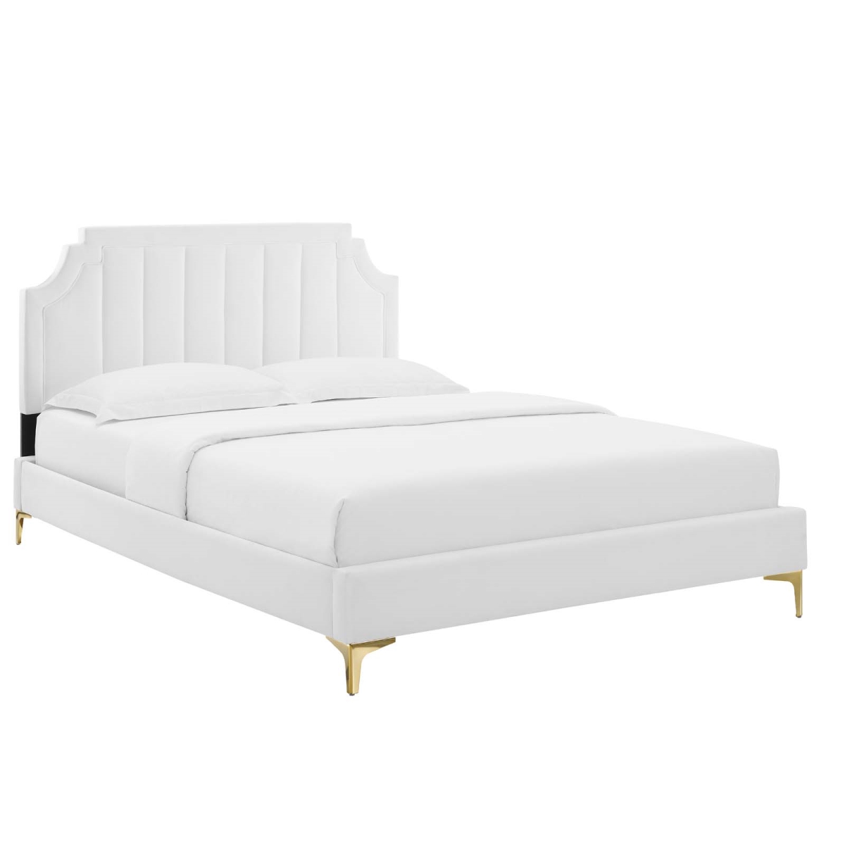 MOD-6918-WHI Sienna Performance Velvet King Size Platform Bed, White
