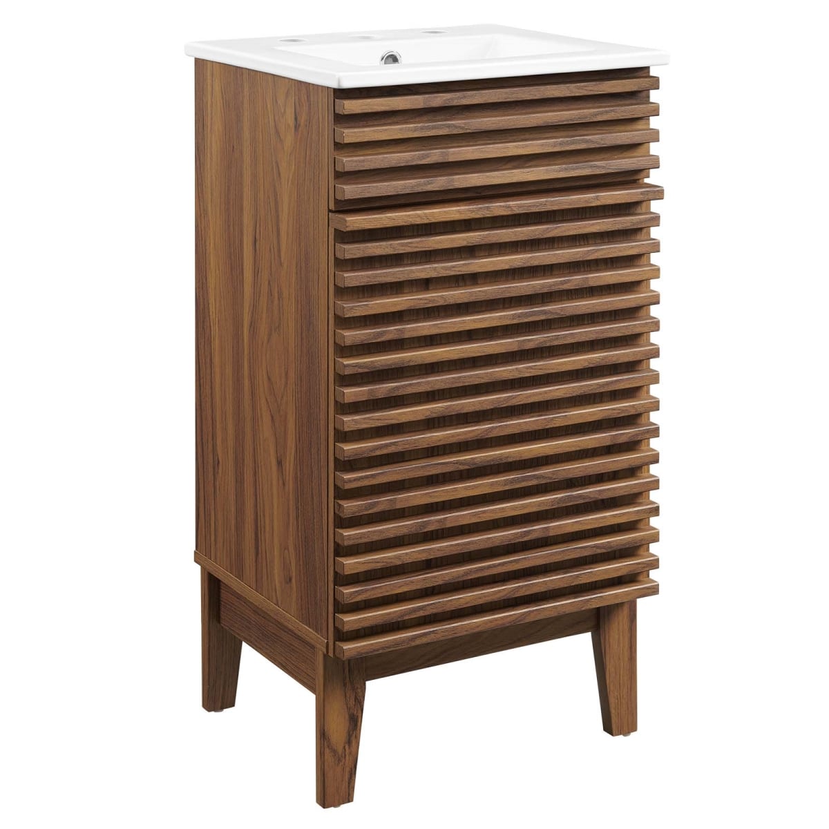 18 in. Render Bathroom Vanity Cabinet, Walnut & White