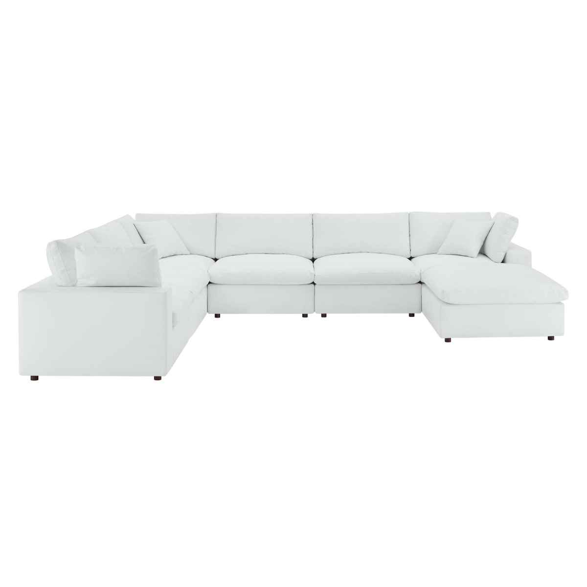 EEI-4922-WHI 35 x 158 x 120 in. Commix Down Filled Overstuffed Vegan Leather 7 Piece Sectional Sofa, White -  Modway Furniture