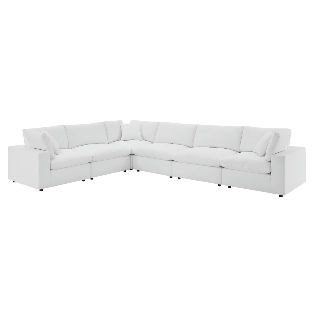 EEI-4921-WHI 35 x 158 x 80 in. Commix Down Filled Overstuffed Vegan Leather 6 Piece Sectional Sofa, White -  Modway Furniture