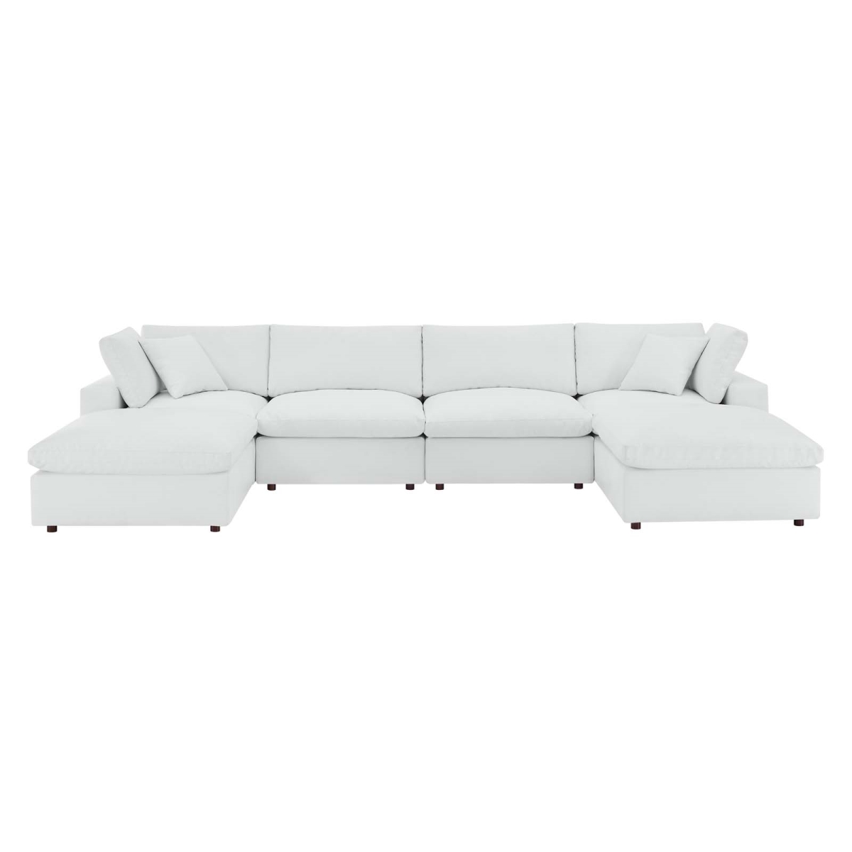 EEI-4918-WHI 35 x 158 x 79 in. Commix Down Filled Overstuffed Vegan Leather 6 Piece Sectional Sofa, White -  Modway Furniture