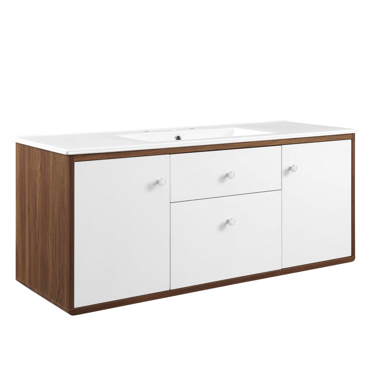 Modway EEI-4900-WAL-WHI 20.5 x 48 x 18.5 in. Transmit Wall-Mount Bathroom Vanity, Walnut White