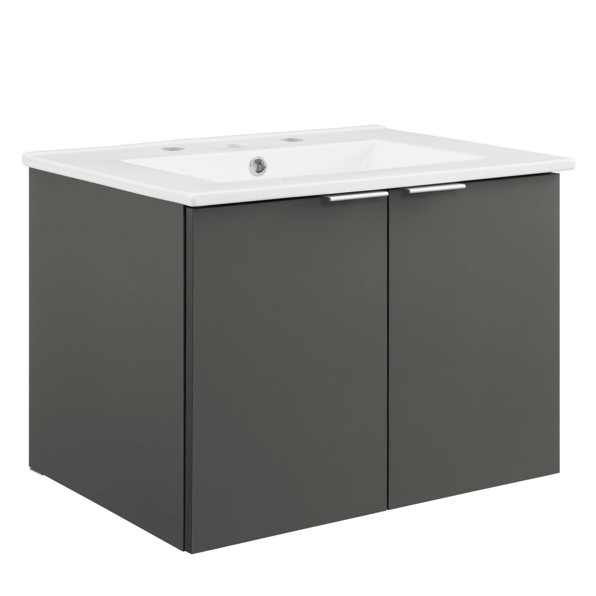 24 in. Maybelle Wall-Mount Bathroom Vanity, Gray & White