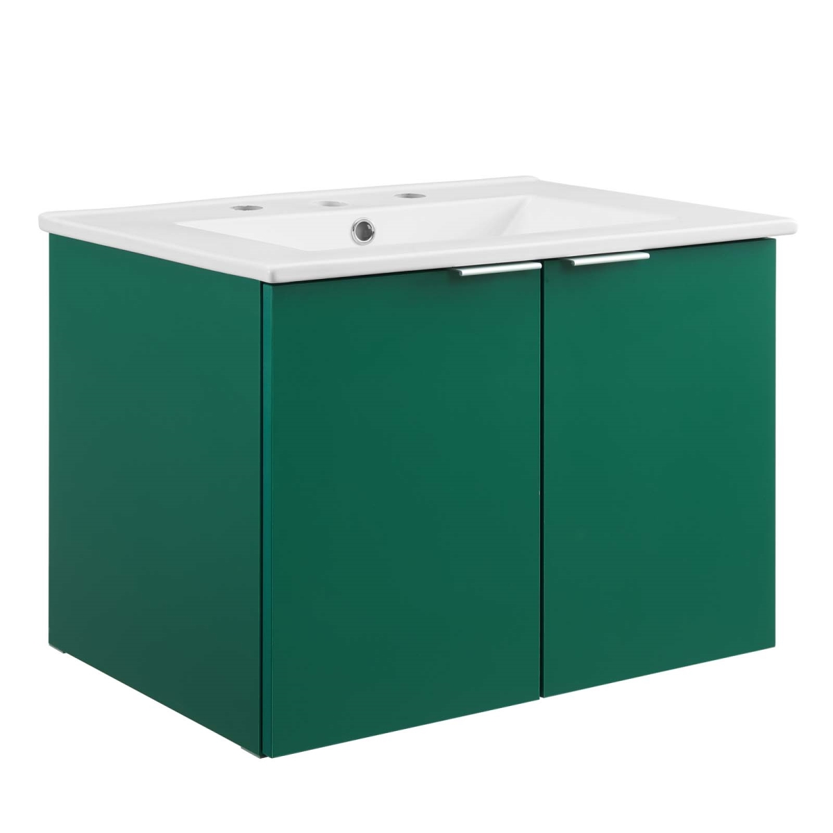 EEI-5379-GRN-WHI 24 in. Maybelle Wall-Mount Bathroom Vanity, Green & White