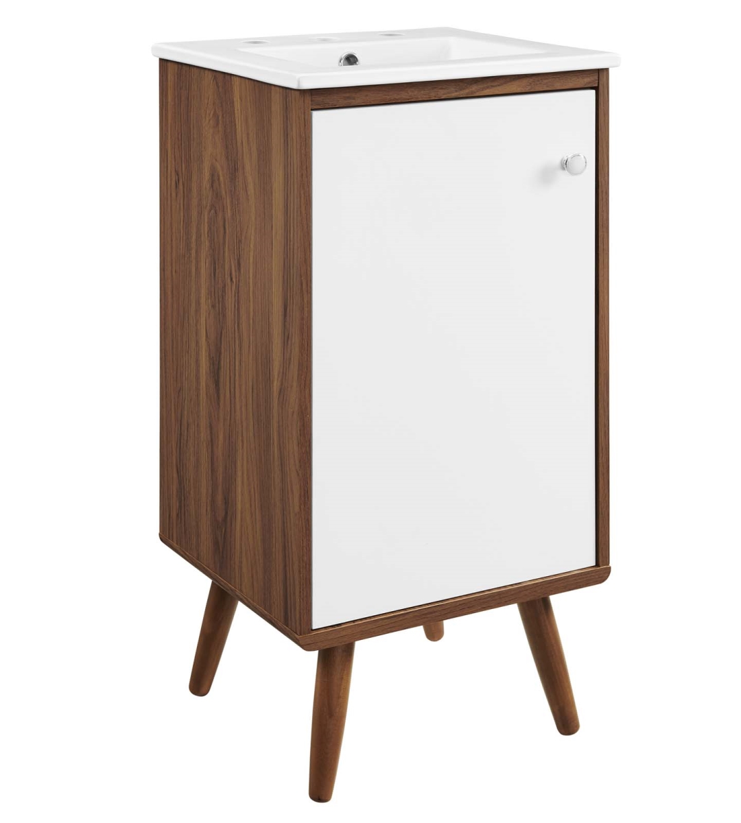 EEI-4897-WAL-WHI 18 in. Transmit Bathroom Vanity, Walnut & White