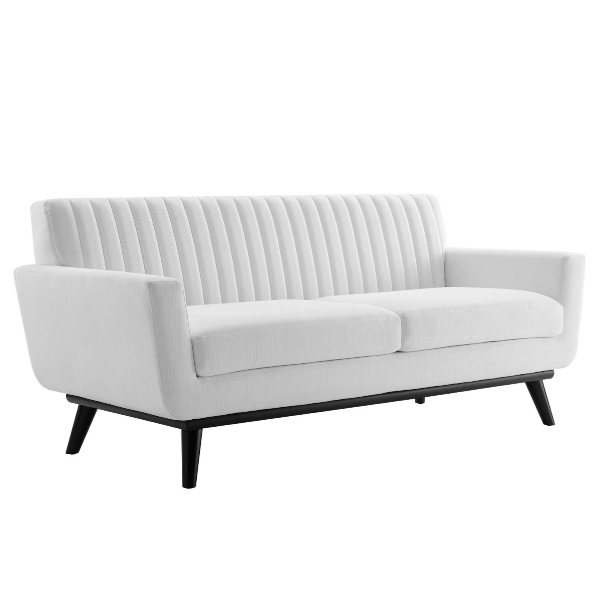 EEI-5461-WHI Engage Channel Tufted Fabric Loveseat, White