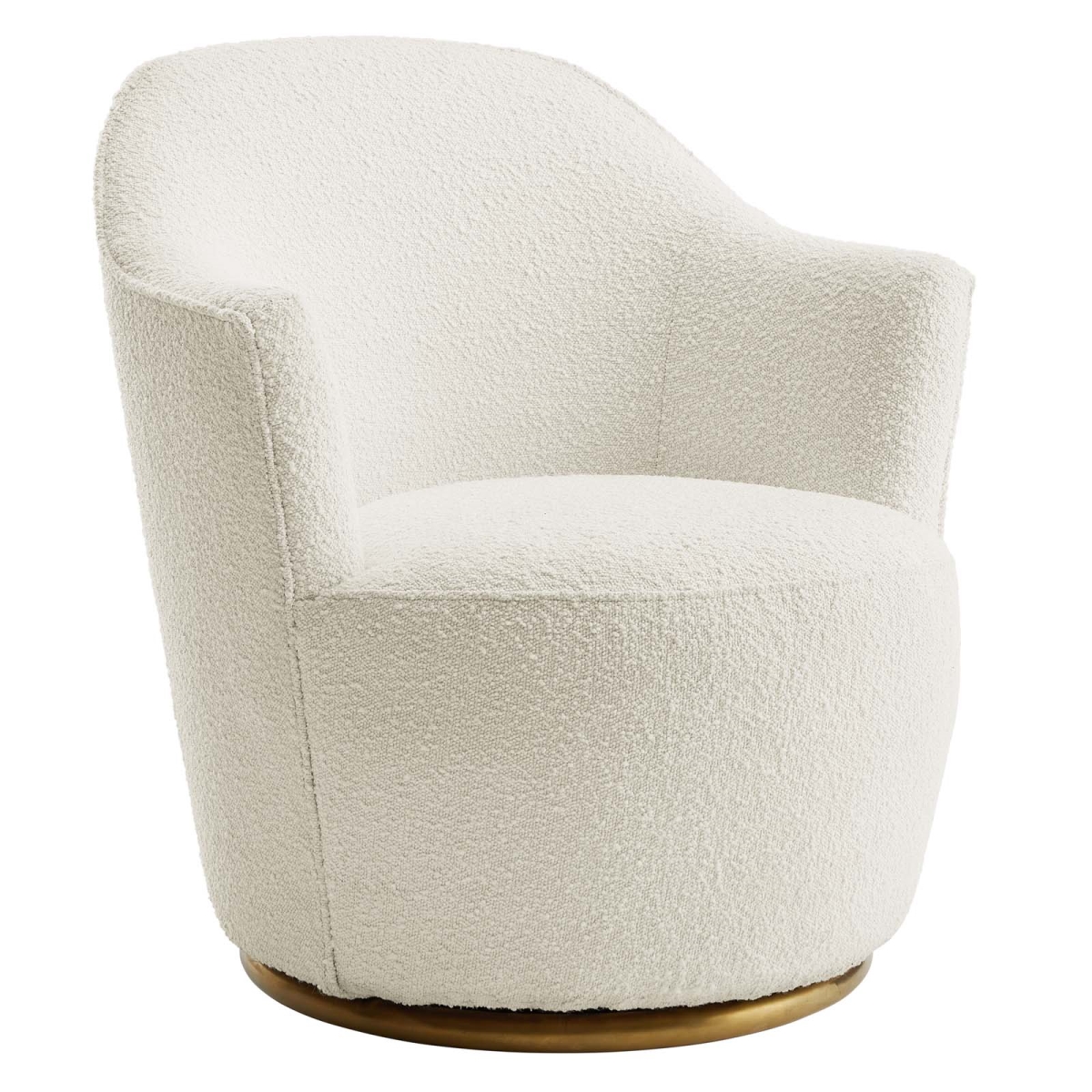 EEI-5311-WHI Nora Boucle Upholstered Swivel Chair, White