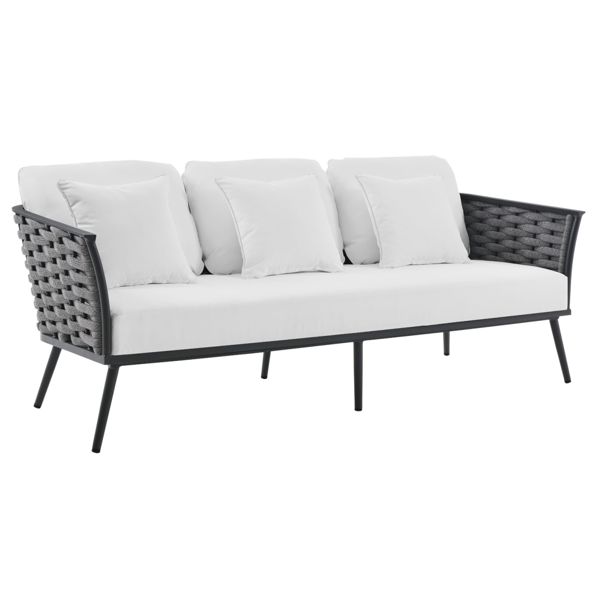 EEI-3020-GRY-WHI 31.5 x 75.5 x 32 in. Stance Outdoor Patio Aluminum Sofa, Gray & White -  Modway Furniture