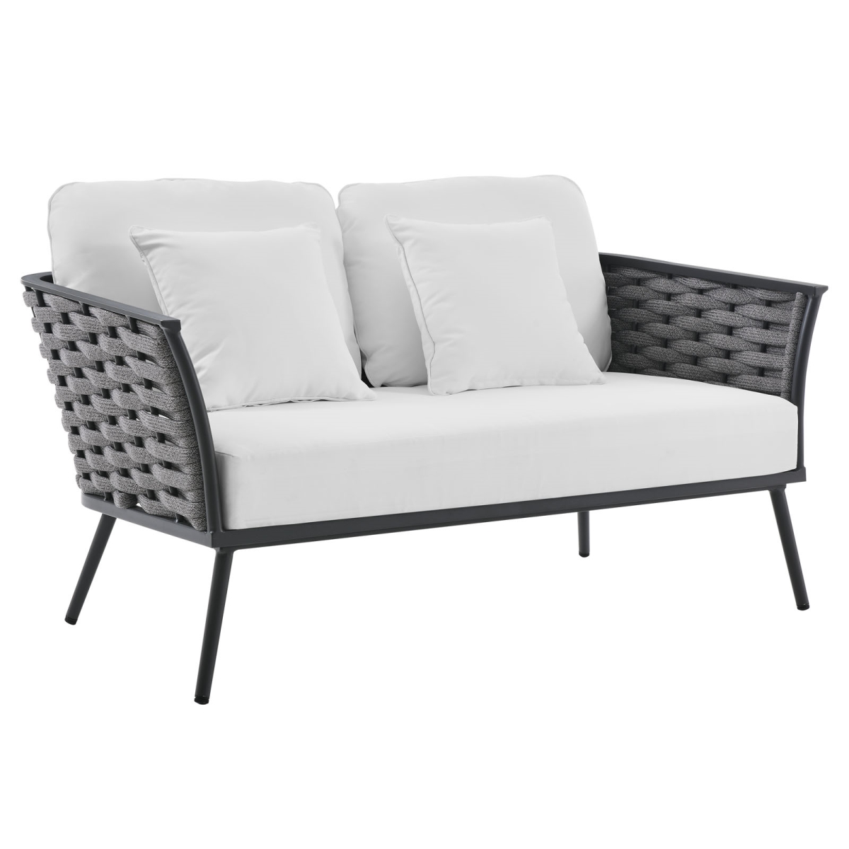 EEI-3019-GRY-WHI 31.5 x 55 x 32 in. Stance Outdoor Patio Aluminum Loveseat, Gray & White -  Modway Furniture