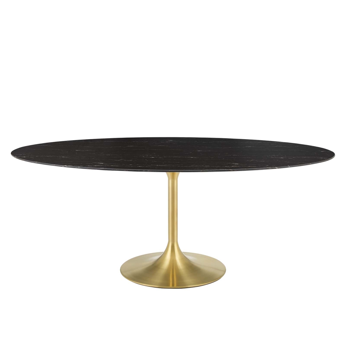EEI-5528-GLD-BLK 78 in. Lippa Oval Artificial Marble Dining Table, Gold & Black