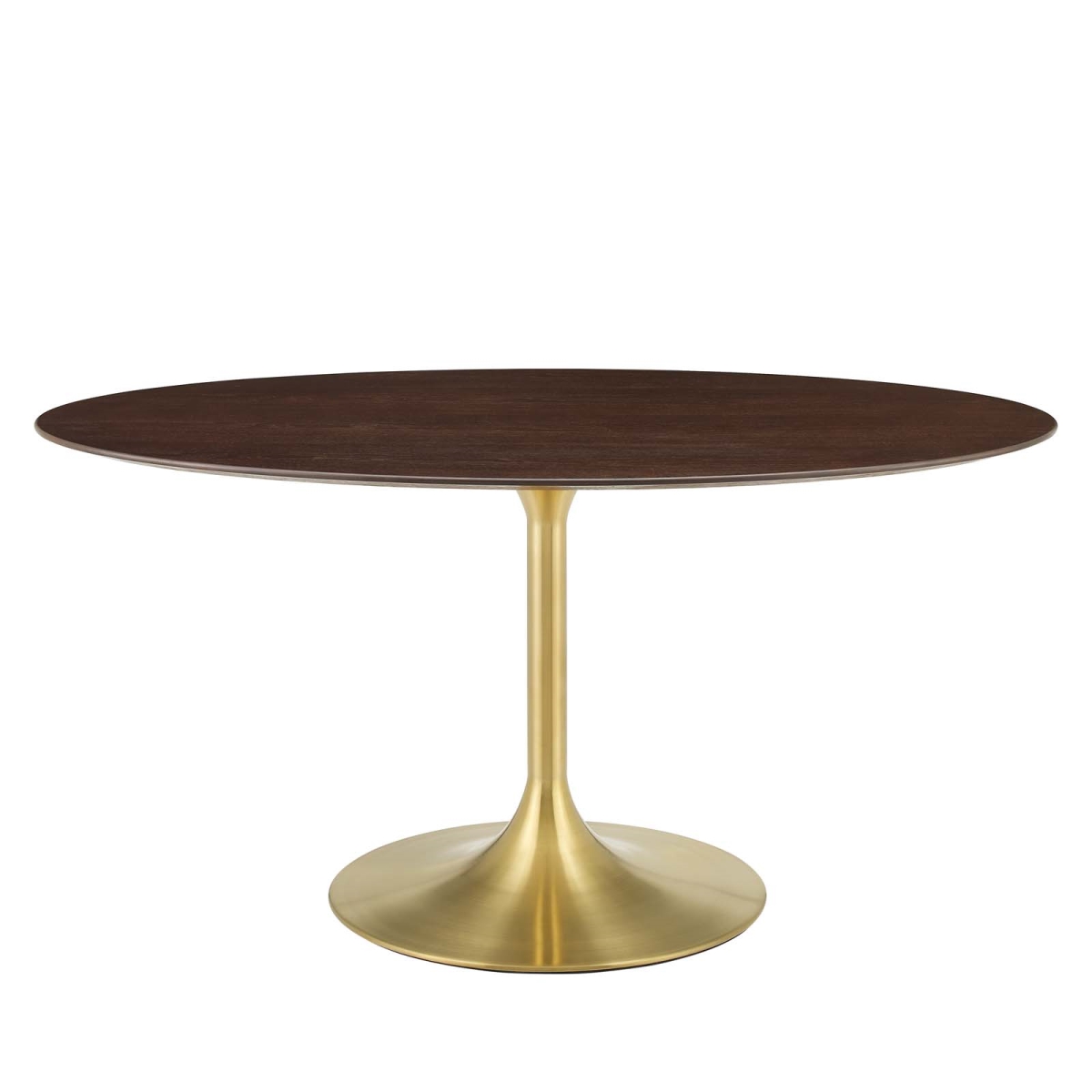 EEI-5524-GLD-CHE 60 in. Lippa Oval Wood Dining Table, Gold & Cherry Walnut