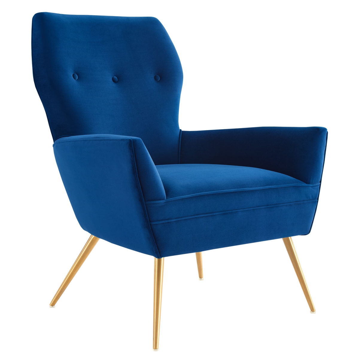 EEI-5020-NAV Renata Button Tufted Performance Velvet Retro Glam Armchair, Navy