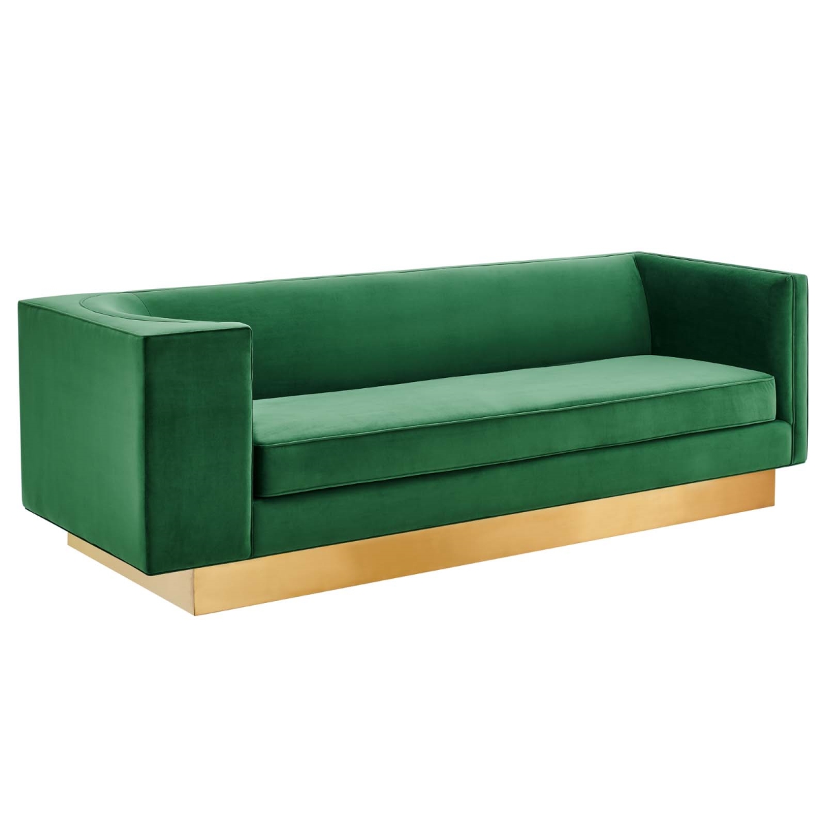 EEI-5016-EME Eminence Upholstered Performance Velvet Retro Modern Sofa, Emerald -  Modway