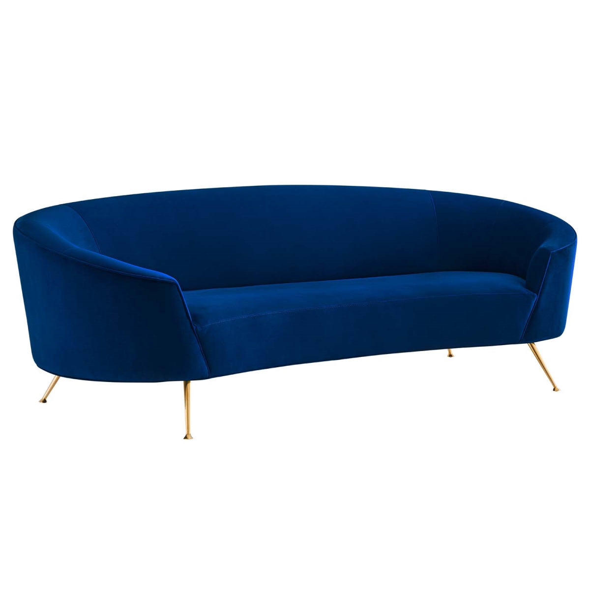 EEI-5015-NAV Marchesa Upholstered Performance Velvet Retro Modern Sofa, Navy