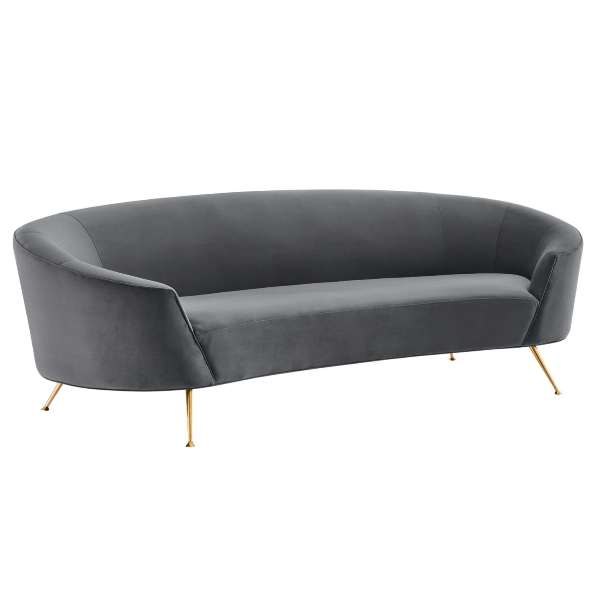 EEI-5015-GRY Marchesa Upholstered Performance Velvet Retro Modern Sofa, Gray