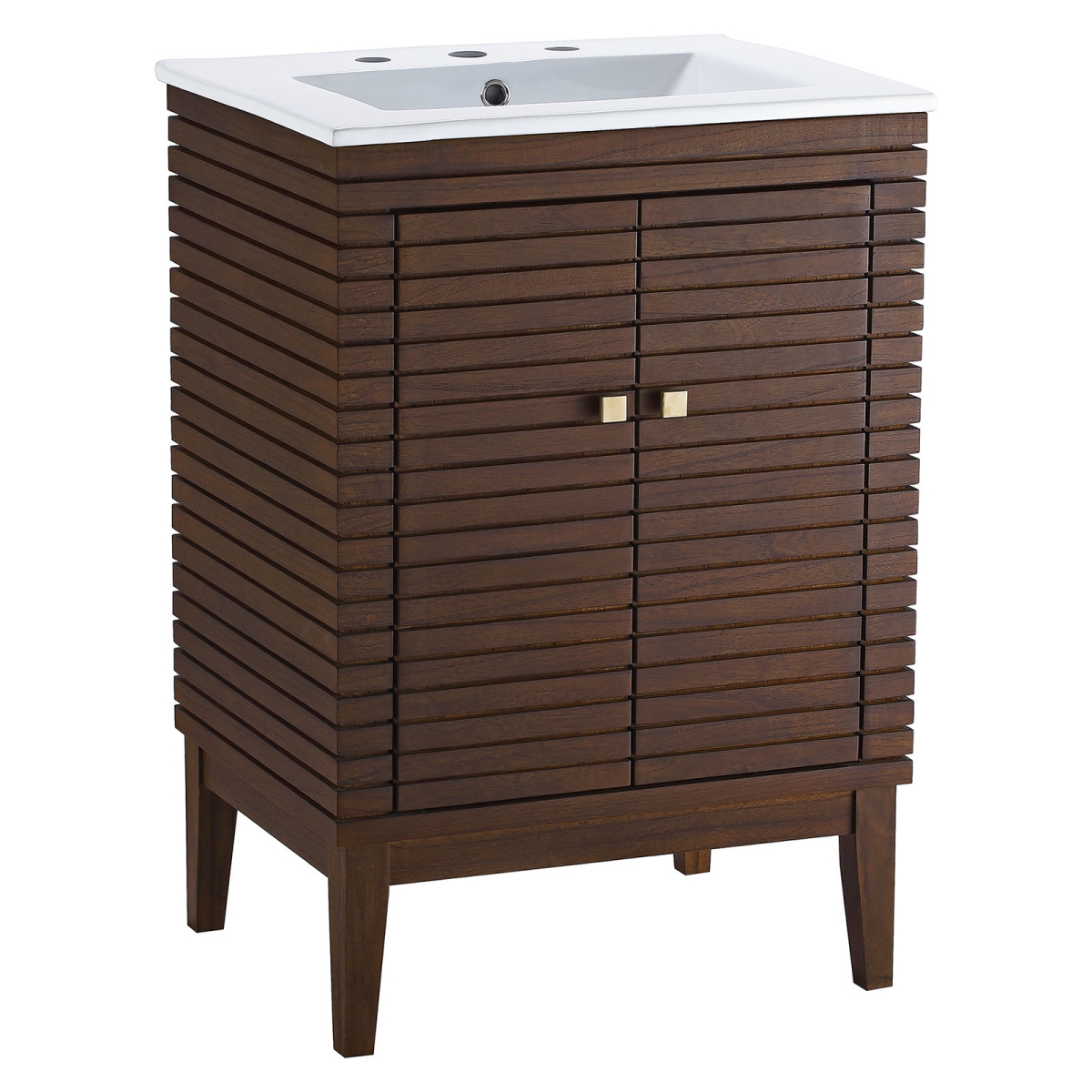 24 in. Ledger Bathroom Vanity, Walnut White