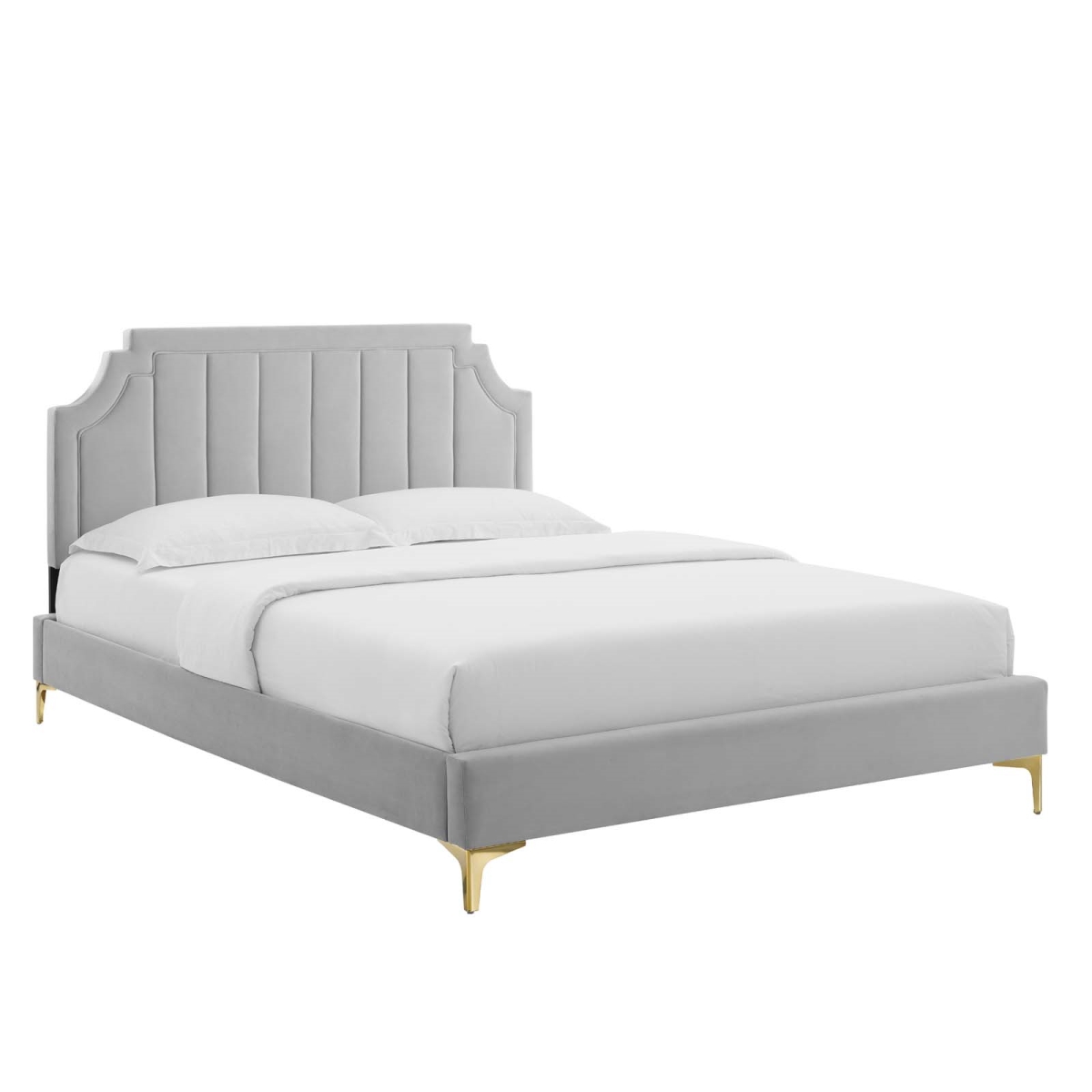 MOD-6906-LGR Sienna Performance Velvet Twin Size Platform Bed, Light Gray