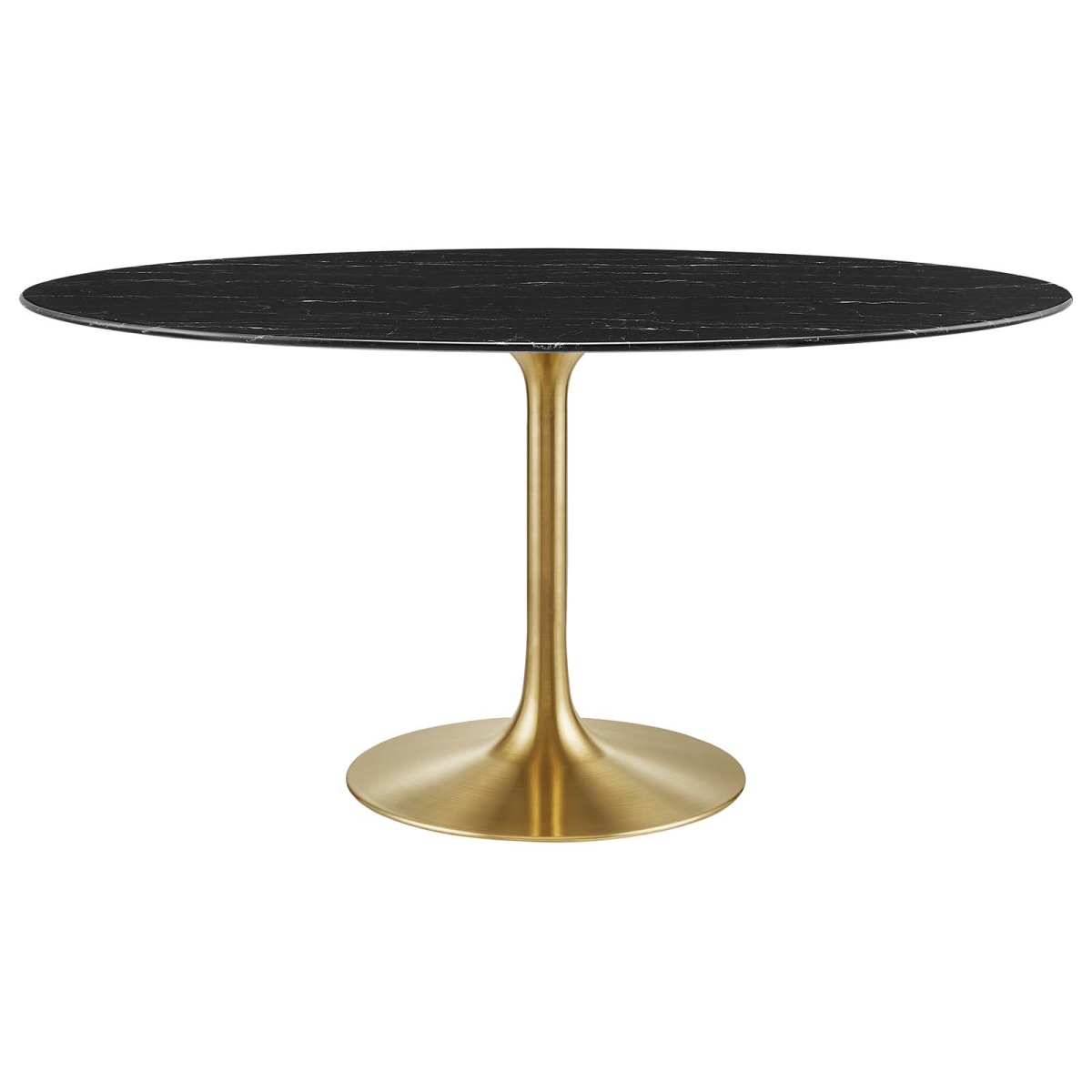 EEI-5243-GLD-BLK 60 in. Lippa Oval Artificial Marble Dining Table, Gold & Black