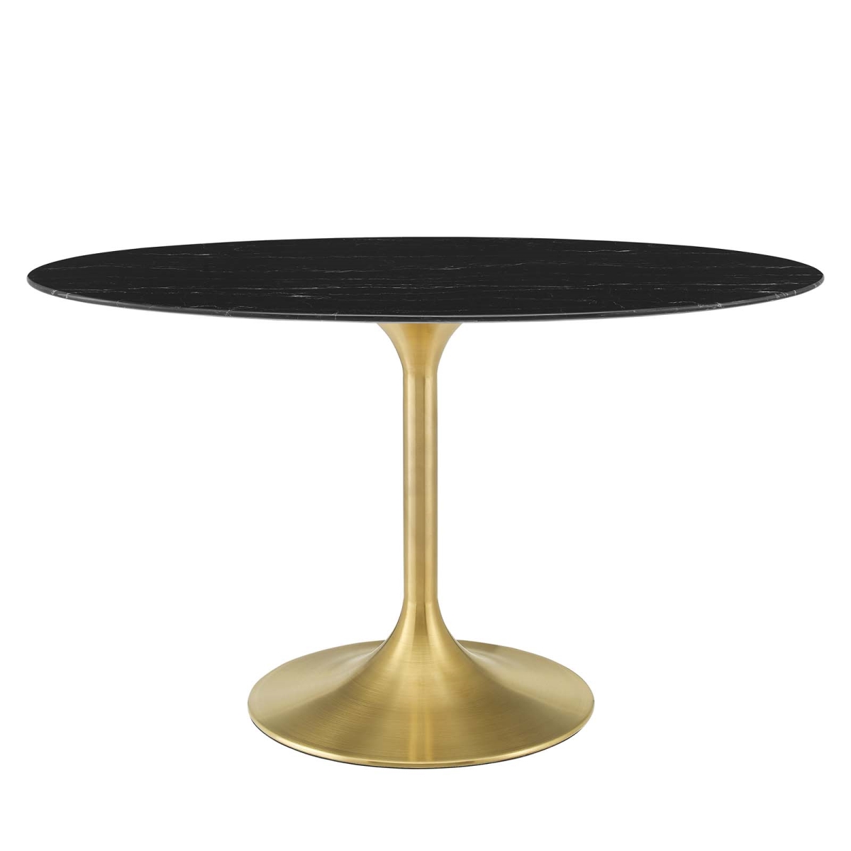 EEI-5242-GLD-BLK 54 in. Lippa Oval Artificial Marble Dining Table, Gold & Black