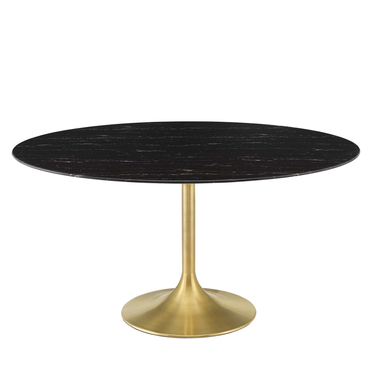 EEI-5241-GLD-BLK 28.5 x 60 x 60 in. Lippa Artificial Marble Dining Table, Gold & Black