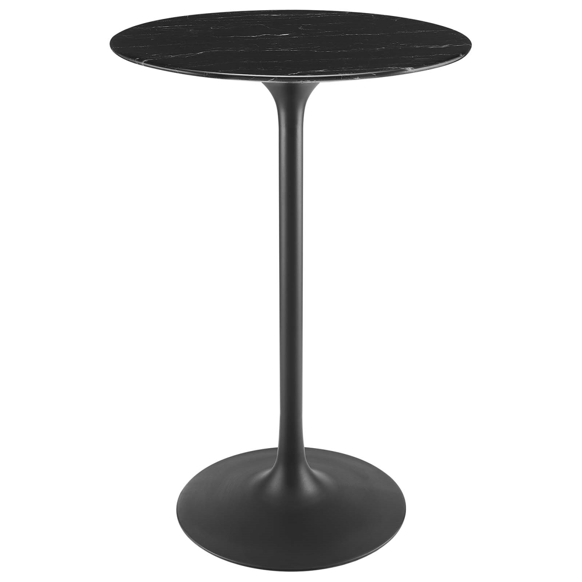 EEI-4892-BLK-BLK Lippa 28 in. Artificial Marble Bar Table, Black & Black