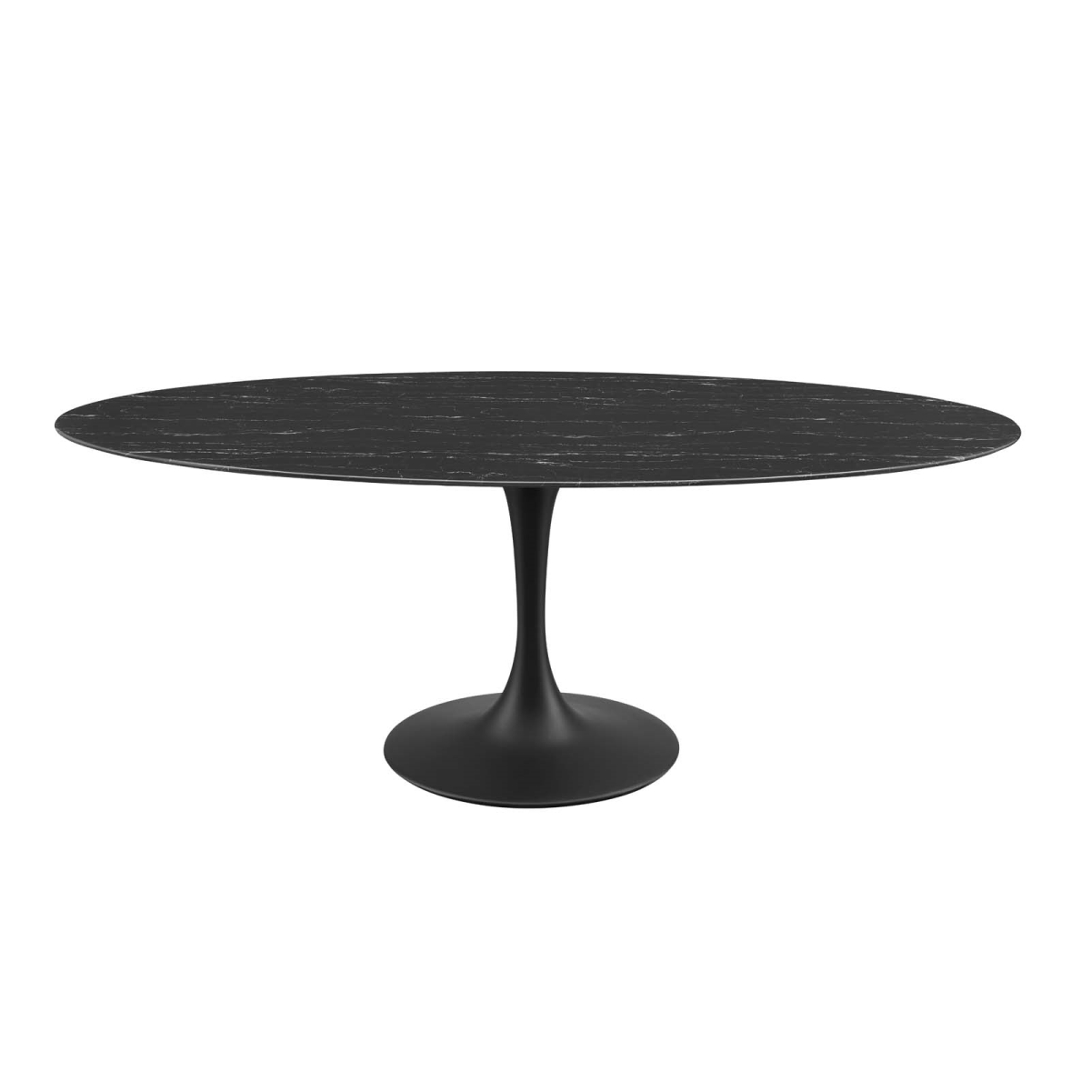 EEI-4889-BLK-BLK 78 in. Lippa Oval Artificial Marble Modern Dining Table, Black