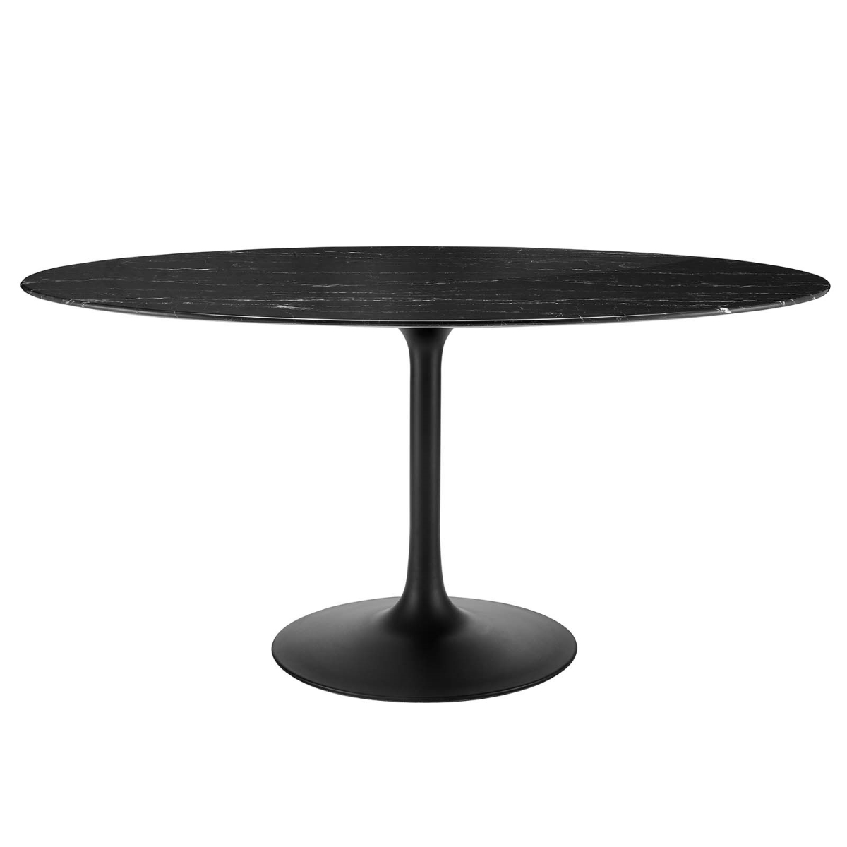 EEI-4881-BLK-BLK 28.5 x 35.5 x 60 in. Lippa Artificial Marble Oval Dining Table, Black