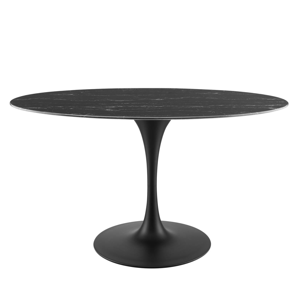 EEI-4880-BLK-BLK 54 in. Lippa Artificial Marble Oval Dining Table, Black