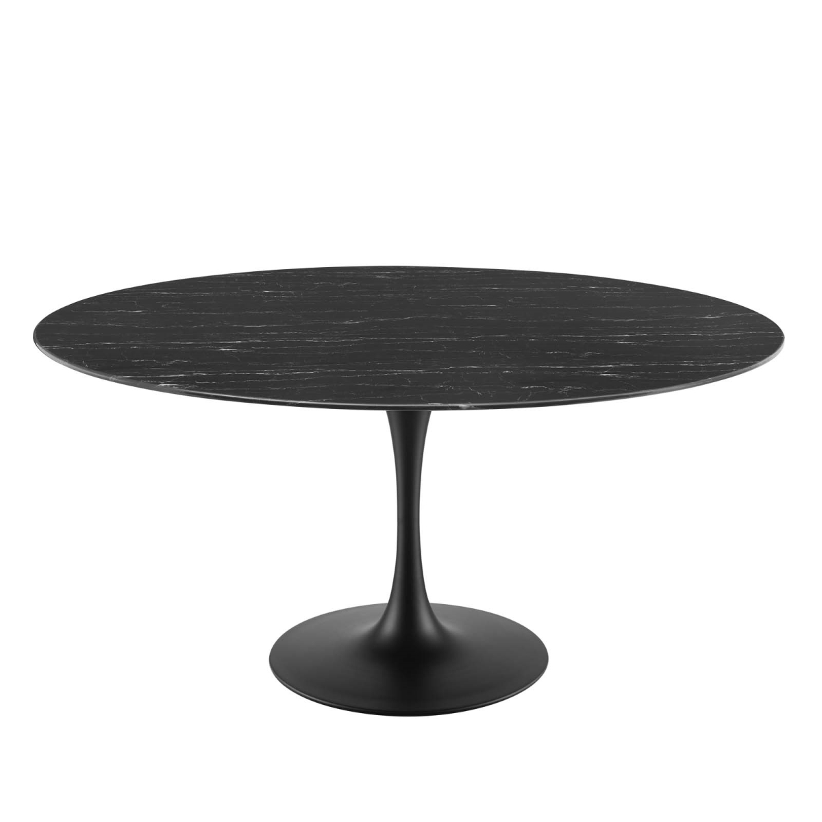EEI-4879-BLK-BLK 60 in. Lippa Artificial Marble Dining Table, Black & Black