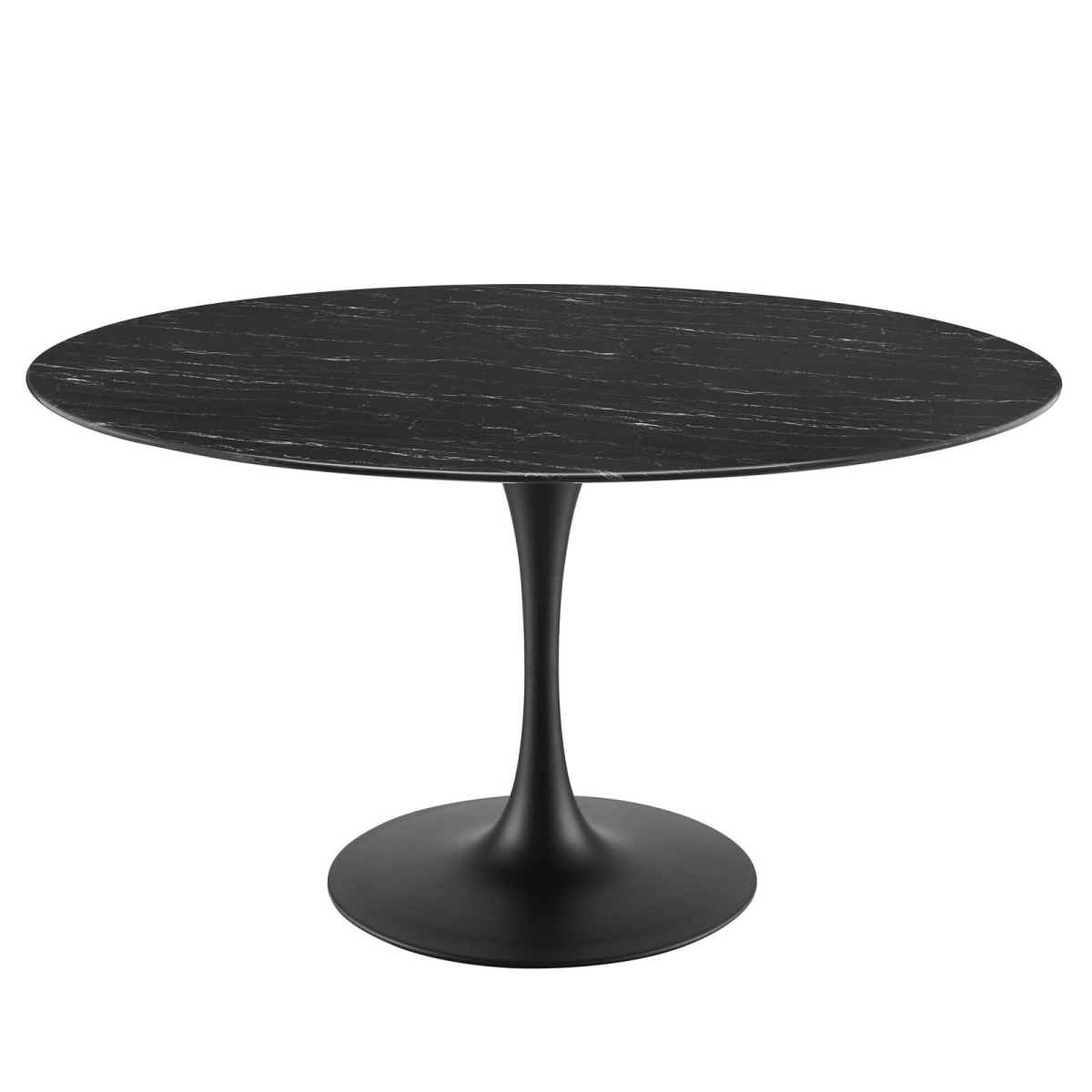 EEI-4878-BLK-BLK 28.5 x 54 x 54 in. Lippa Artificial Marble Dining Table, Black & Black