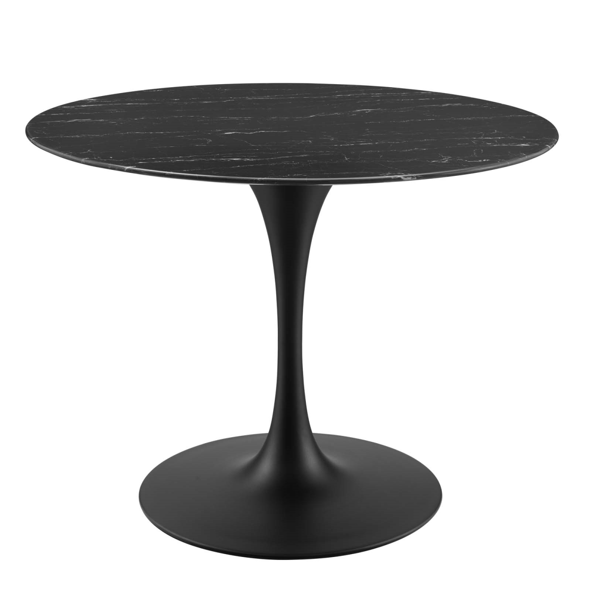 EEI-4876-BLK-BLK 28.5 x 40 x 40 in. Lippa Artificial Marble Dining Table, Black