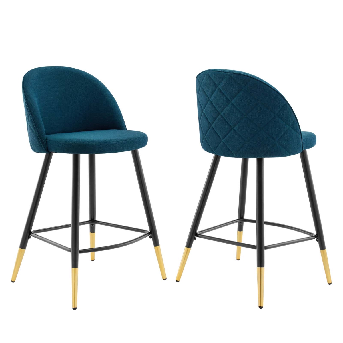 EEI-4528-AZU Cordial Fabric Counter Stools, Azure - Set of 2