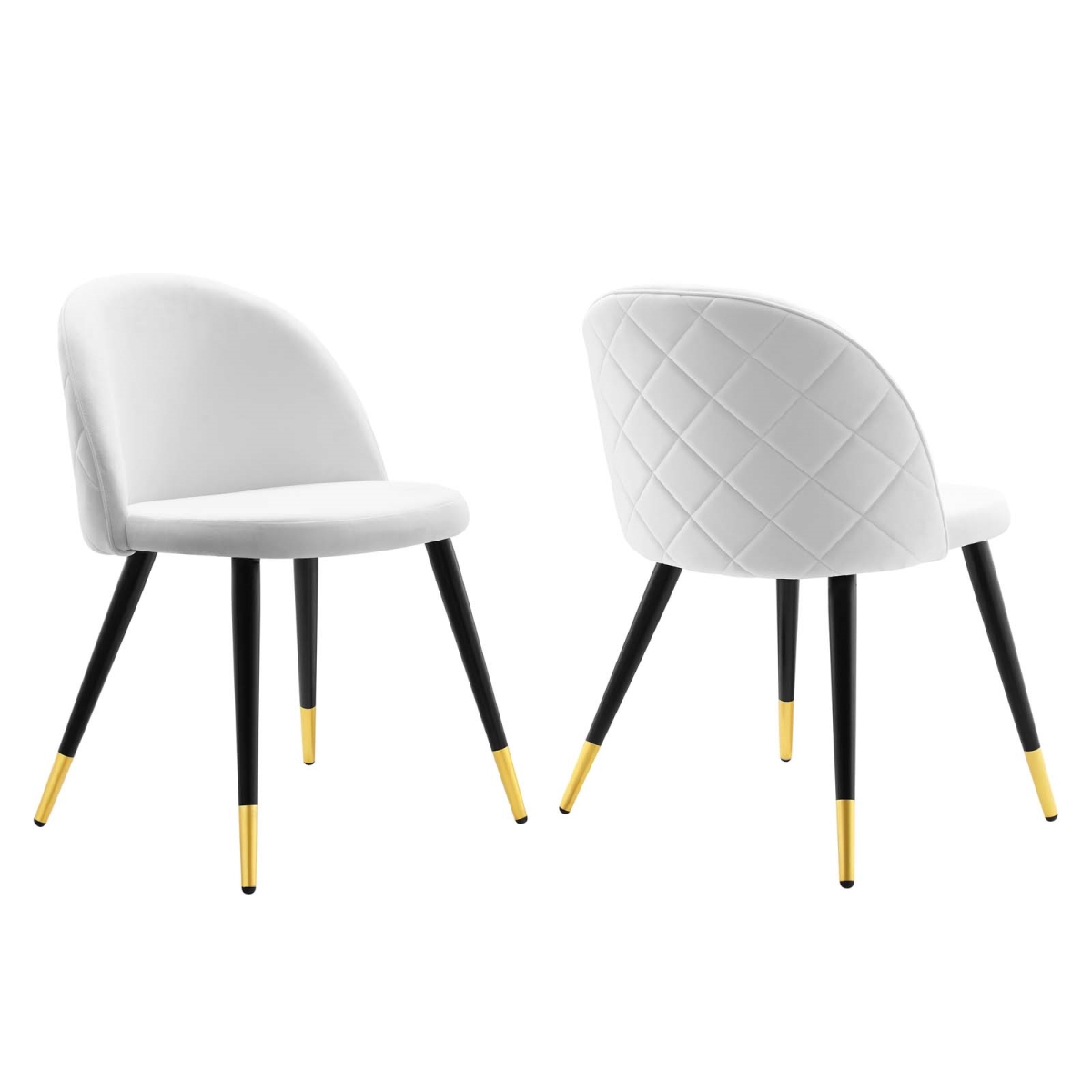 EEI-4525-WHI Cordial Performance Velvet Dining Chairs, White - Set of 2