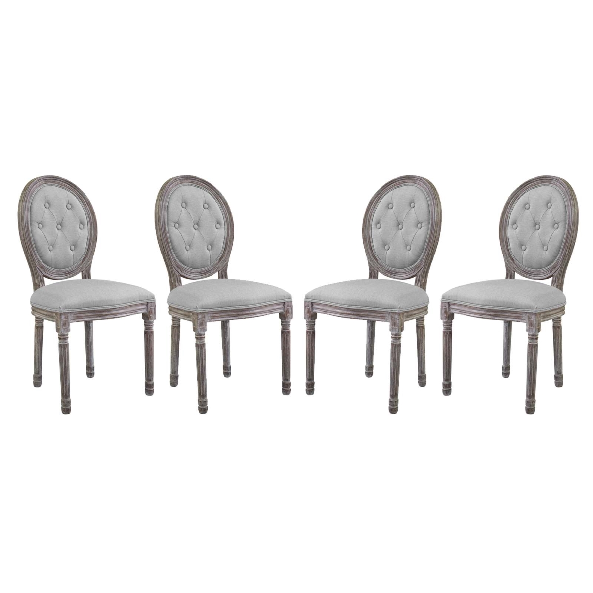 EEI-3470-LGR 37.5 x 22 x 19.5 in. Arise Upholstered Fabric Dining Side Chair, Light Gray - Set of 4 -  Modway Furniture