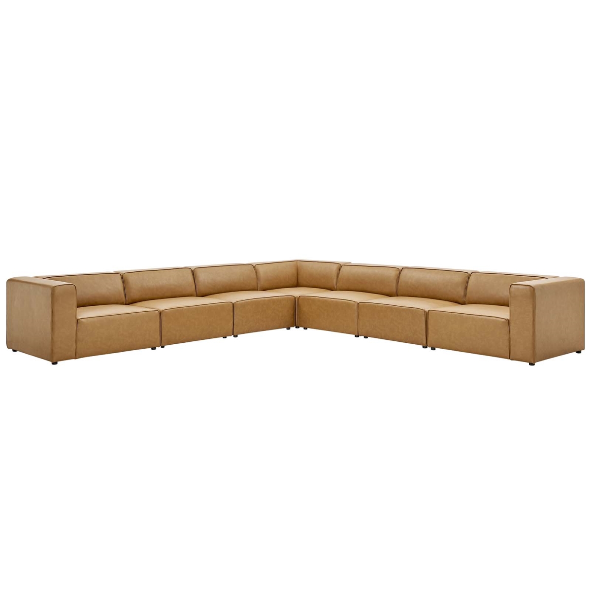 EEI-4798-TAN Mingle Vegan Leather Sectional Sofa, Tan - 7 Piece -  Modway Furniture