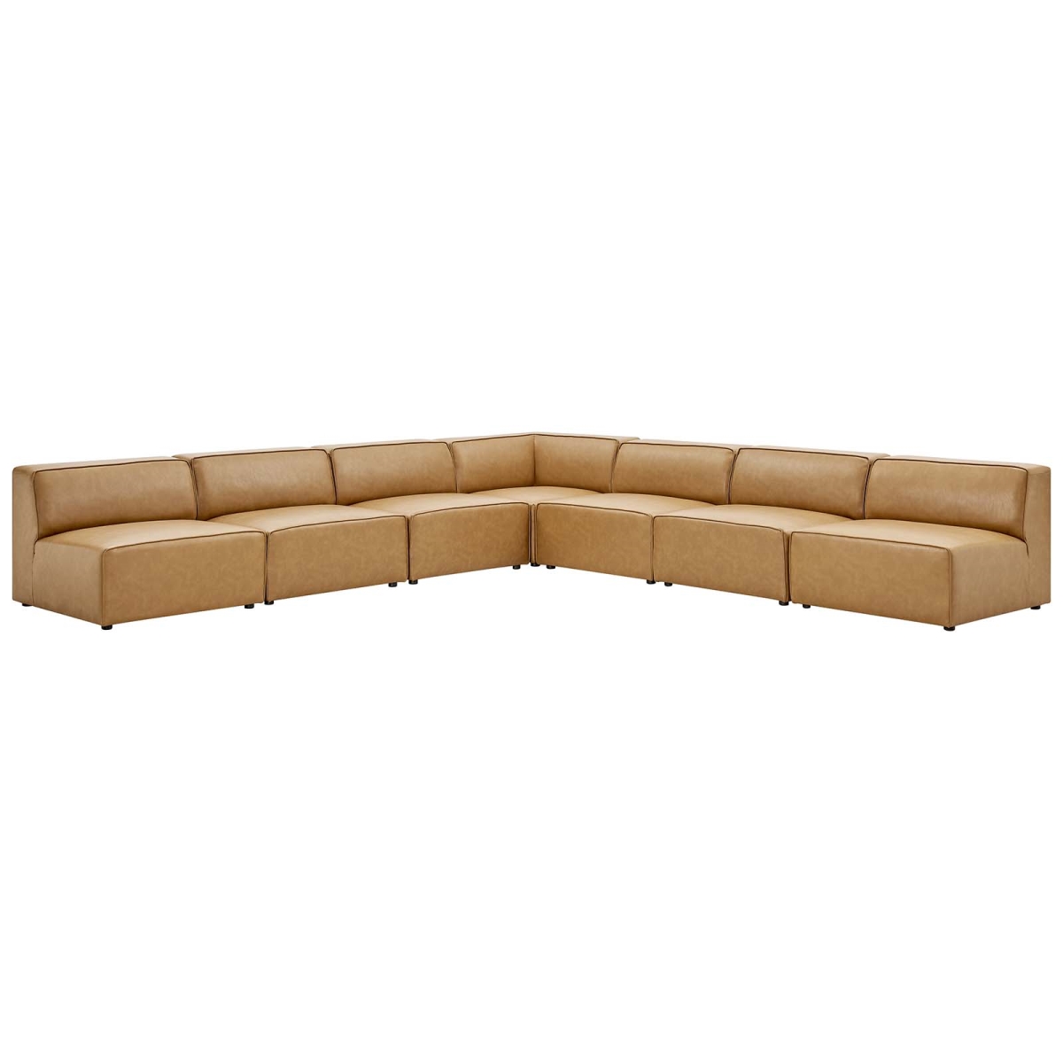 EEI-4797-TAN Mingle Vegan Leather Sectional Sofa, Tan - 7 Piece -  Modway Furniture