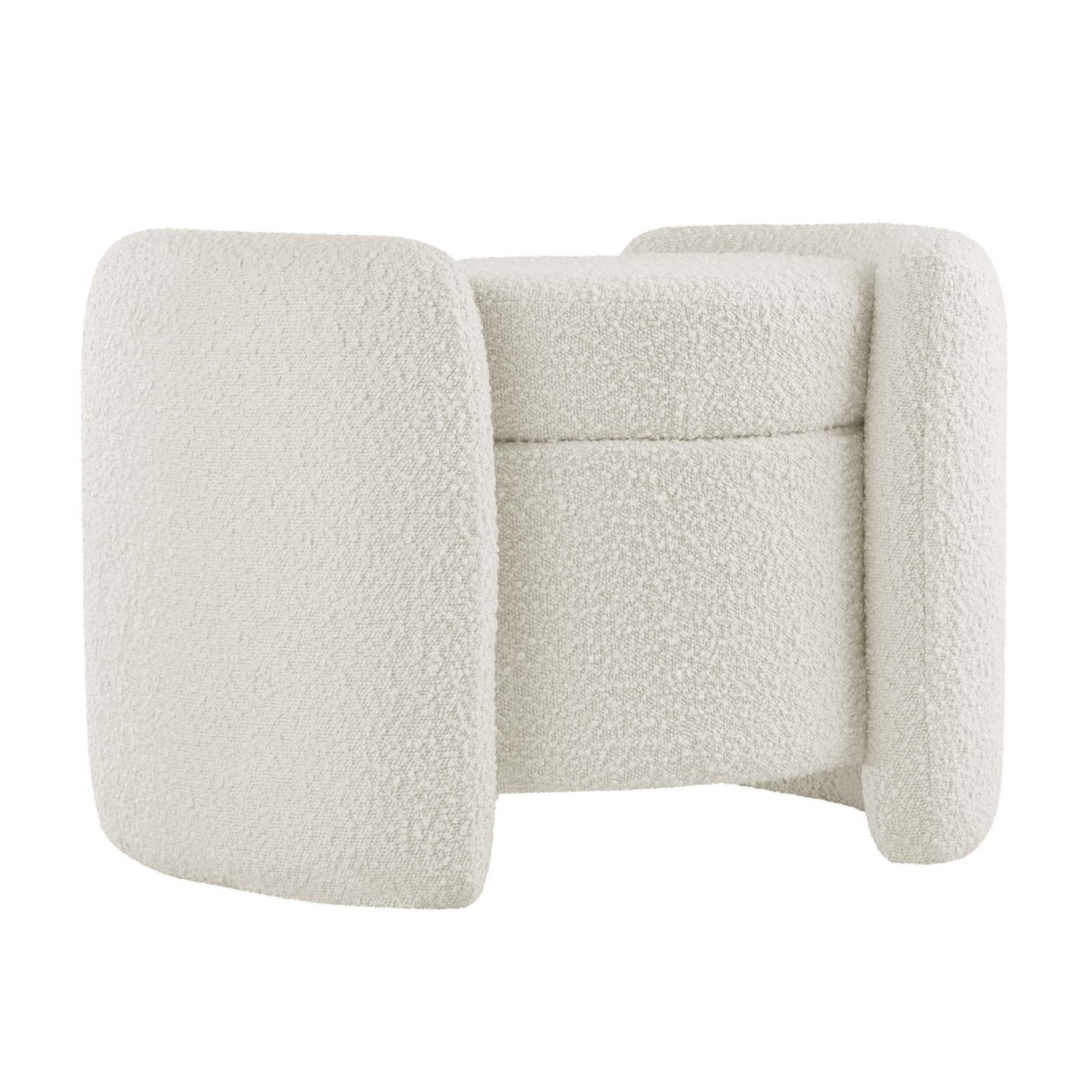 EEI-5561-IVO 28 in. Nebula Boucle Upholstered Ottoman, Ivory