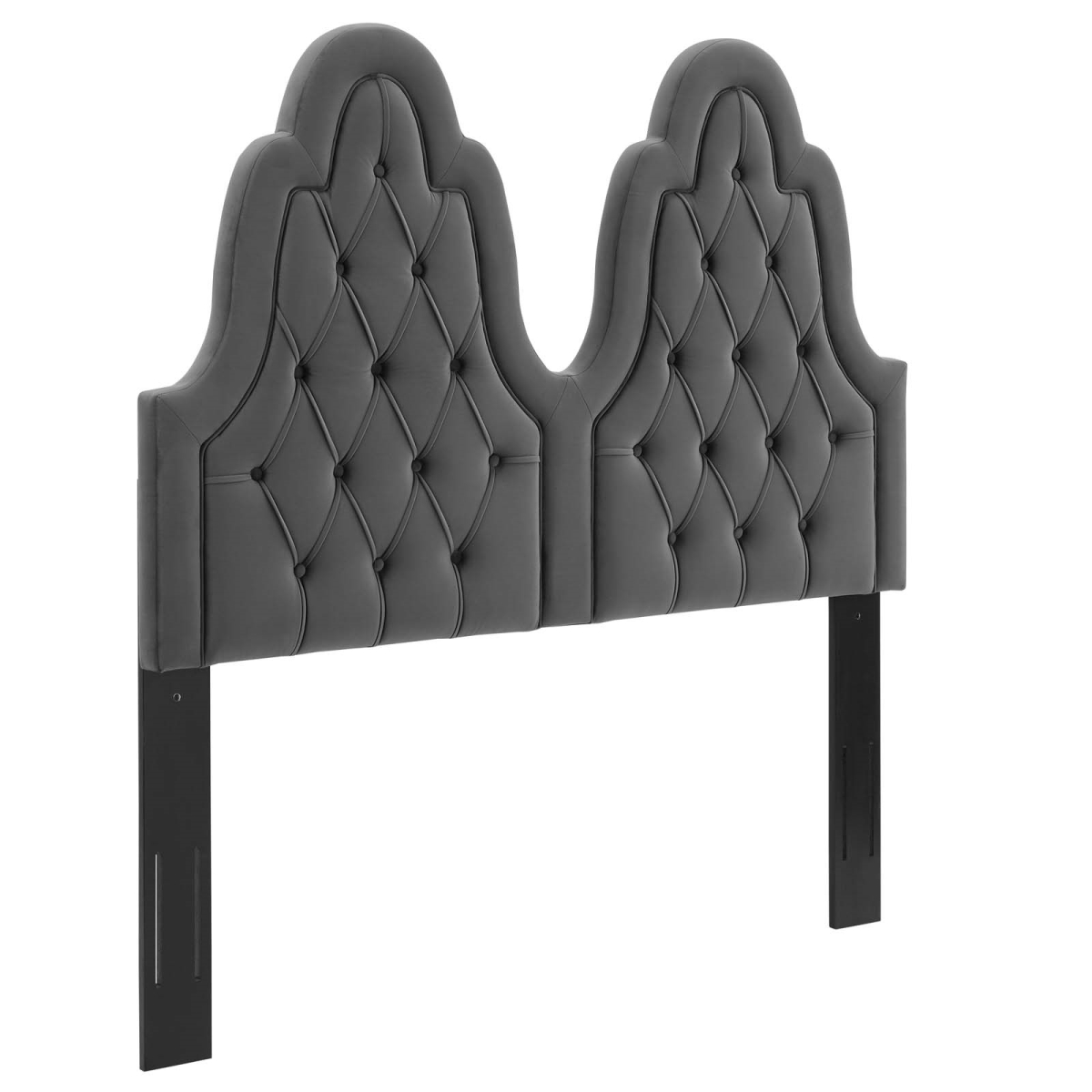 MOD-6413-CHA Augustine Tufted Performance Velvet Twin Size Headboard, Charcoal - 37.5 x 39 x 3 in.