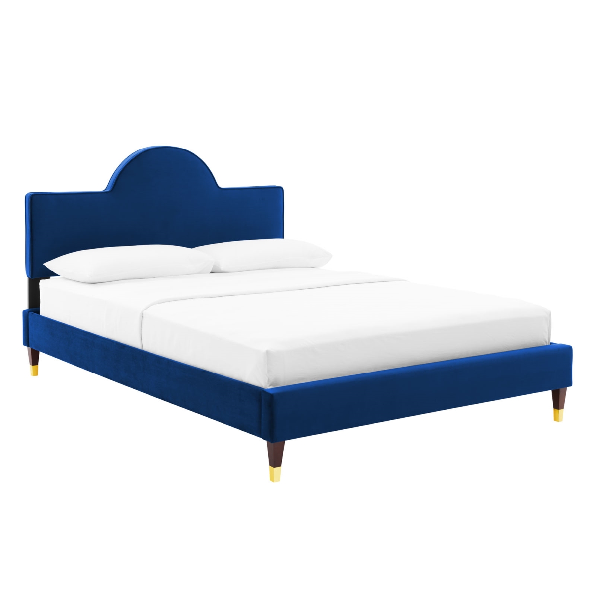 MOD-7031-NAV Aurora Performance Velvet Full Size Bed, Navy - 45-53 x 61.5 x 81.5 in.