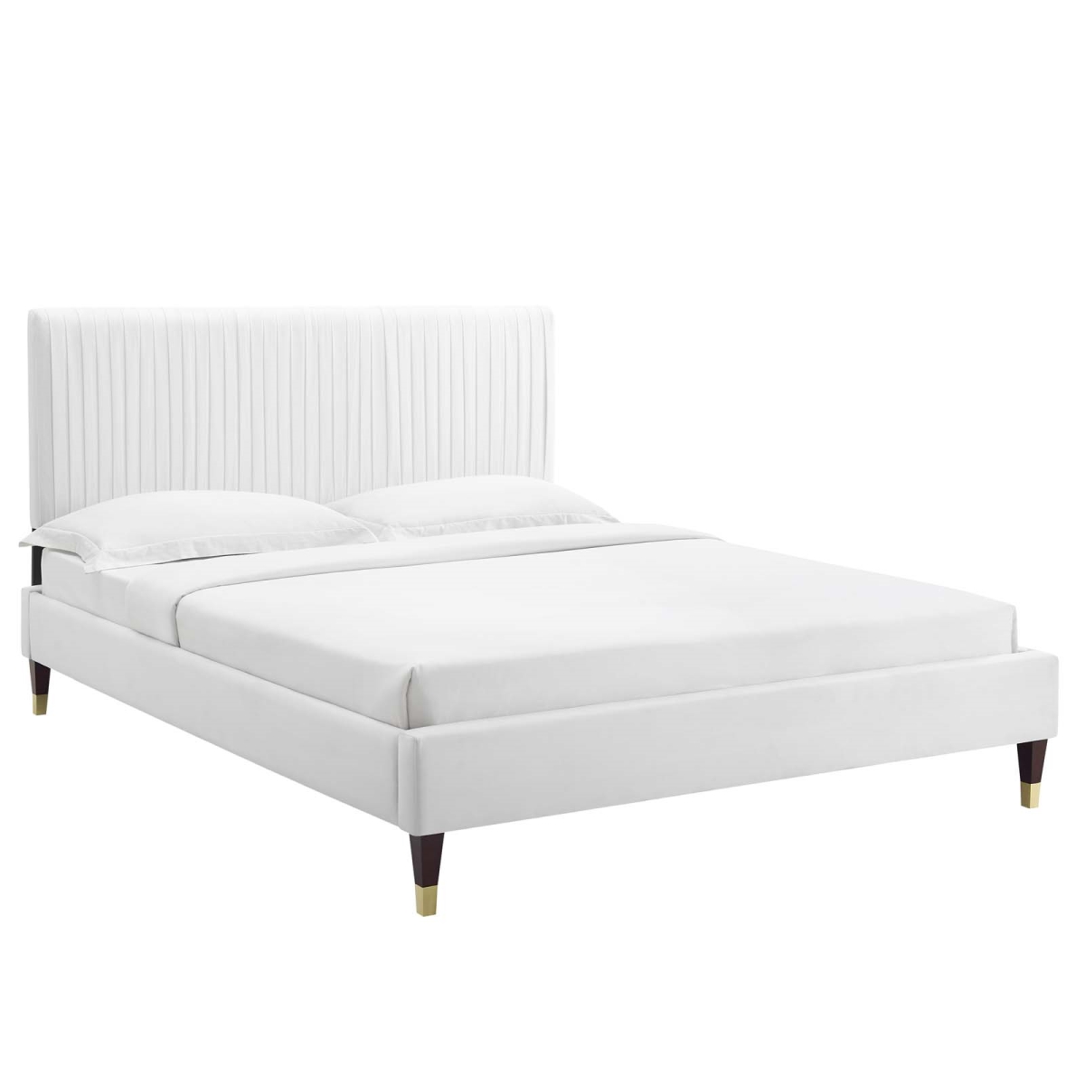 MOD-6596-WHI Peyton Performance Velvet Queen Size Platform Bed, White