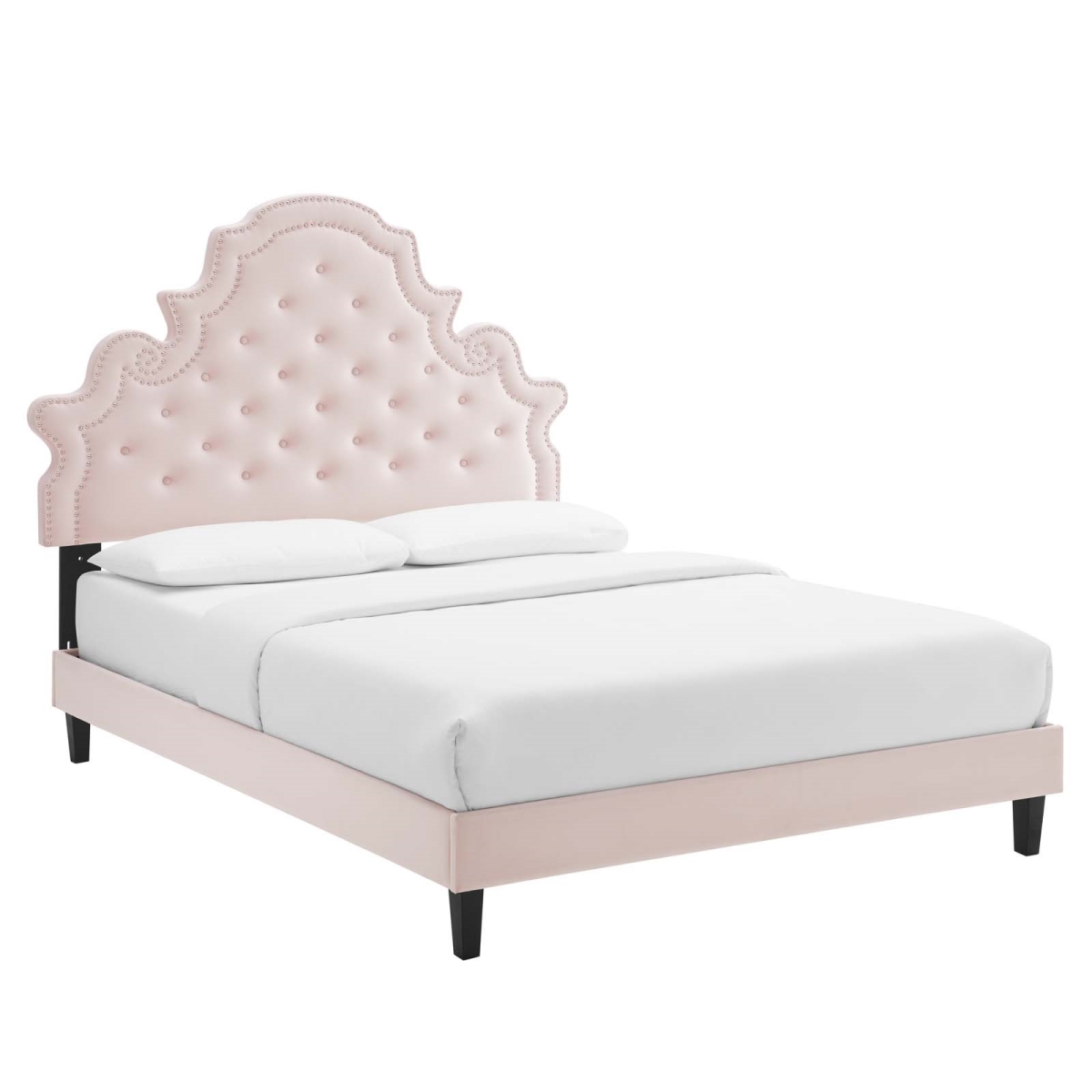 MOD-6759-PNK Gwyneth Tufted Performance Velvet Full Size Platform Bed, Pink