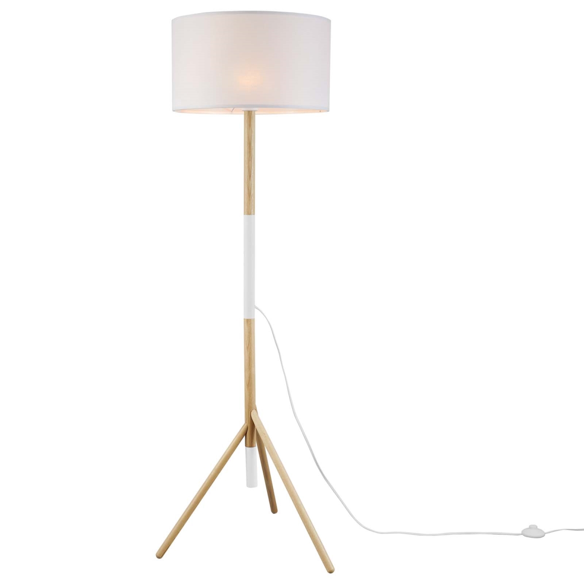 Picture of Modway Furniture EEI-5305-WHI-NAT Natalie Tripod Floor Lamp&#44; White & Natural - 60.5 x 22 x 22 in.