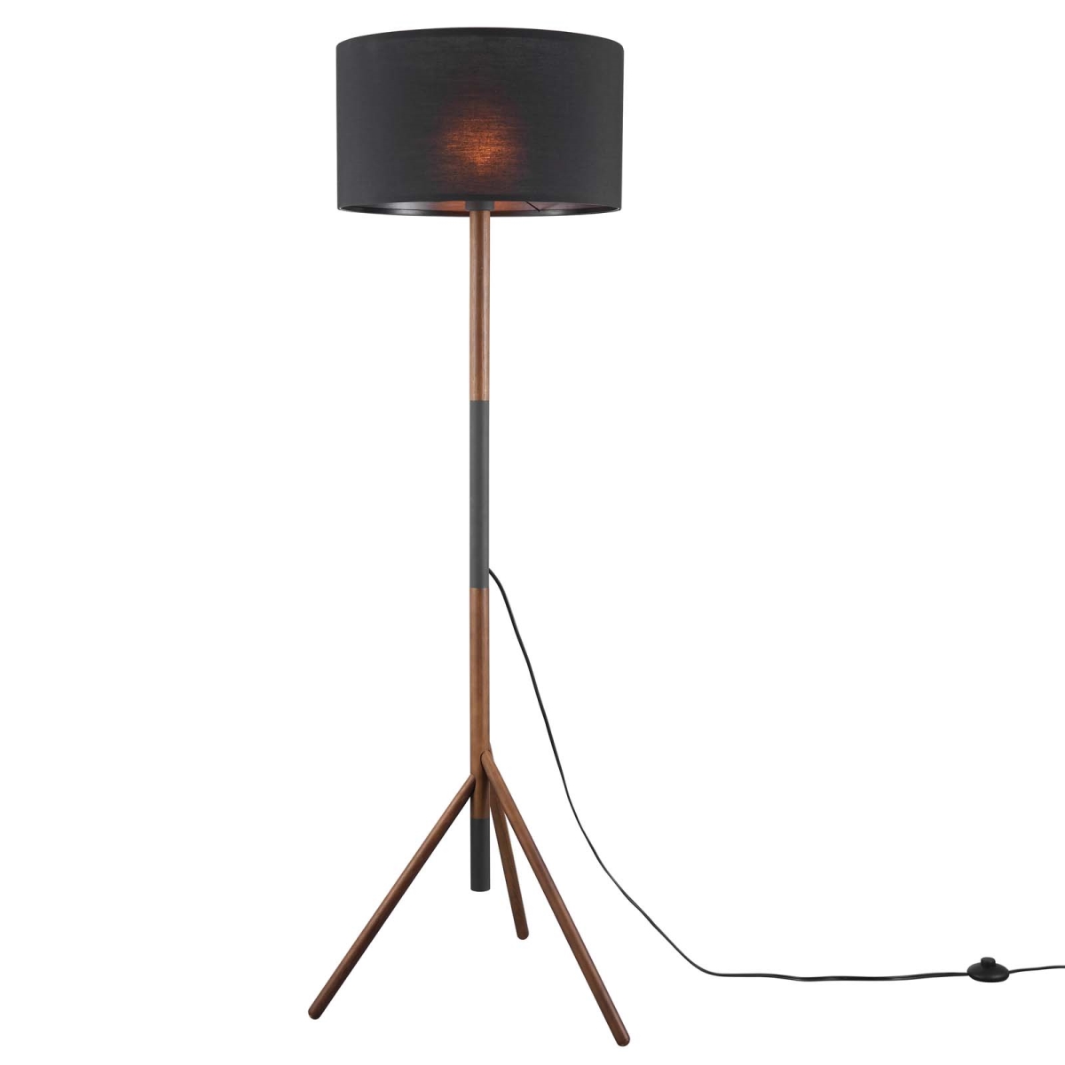 Picture of Modway Furniture EEI-5305-BLK-WAL Natalie Tripod Floor Lamp&#44; Black & Walnut - 60.5 x 22 x 22 in.