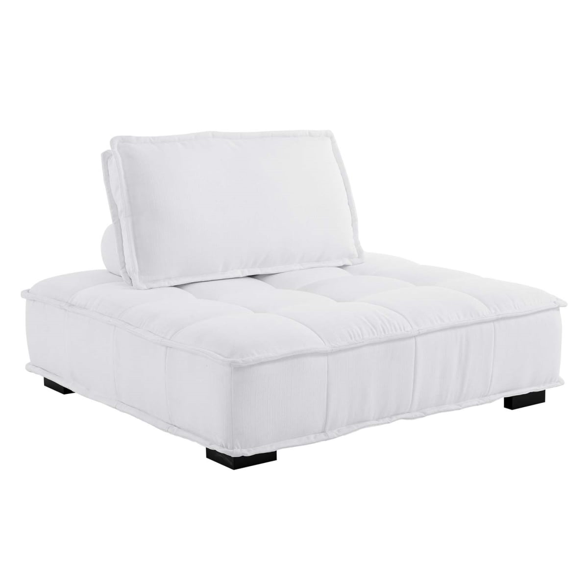 Saunter Tufted Fabric Armless Chair, White