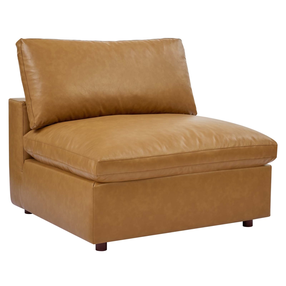 EEI-4694-TAN 35 x 40 x 39 in. Commix Down Filled Overstuffed Vegan Leather Armless Chair, Tan