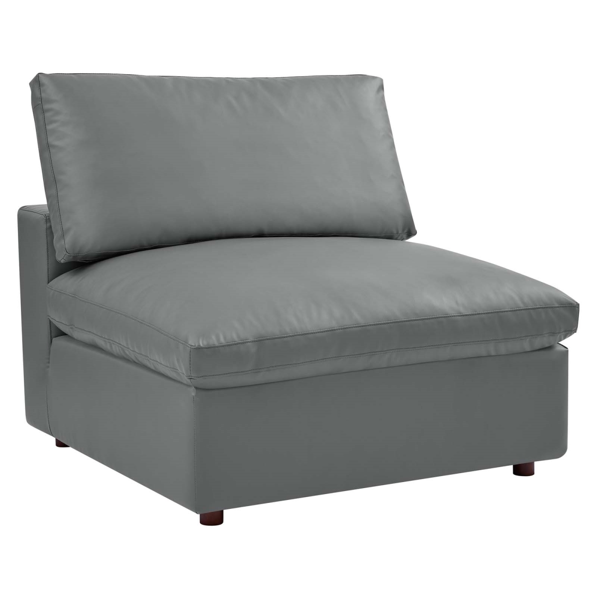 EEI-4694-GRY 39 in. Commix Down Filled Overstuffed Vegan Leather Armless Chair, Gray