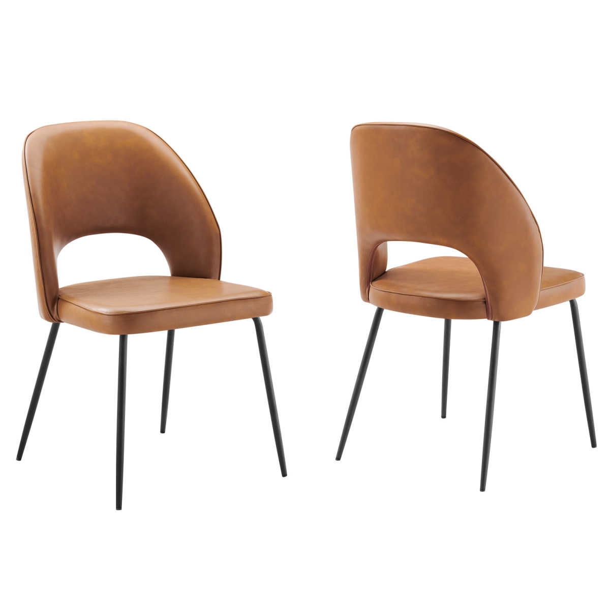 Nico Vegan Leather Dining Chair, Black & Tan - Set of 2