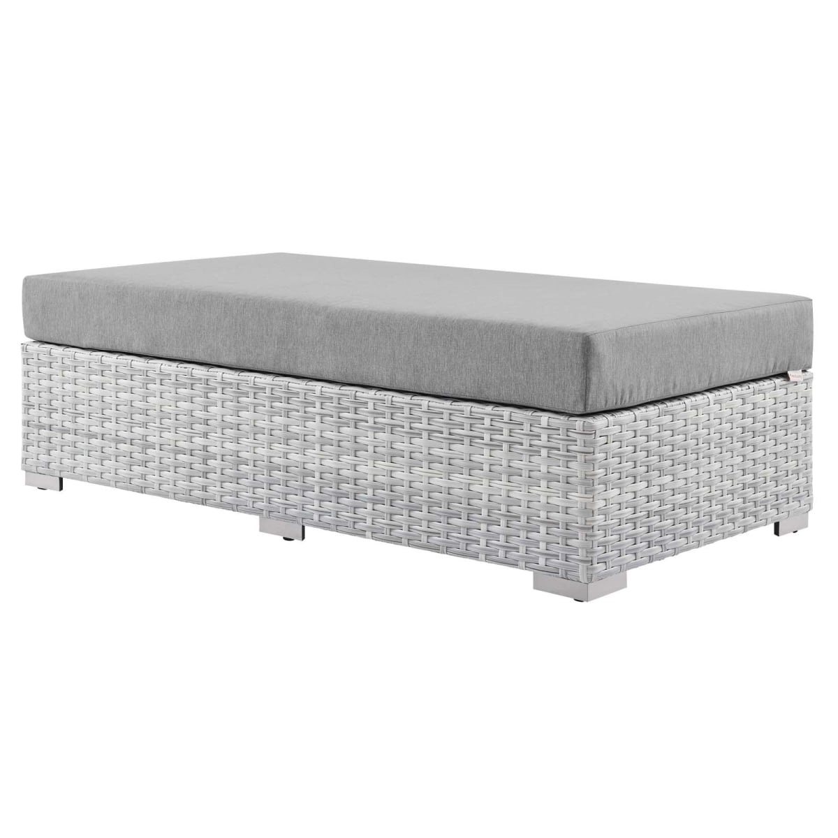 EEI-4308-LGR-GRY Convene Outdoor Patio Rectangular Ottoman, Light Gray & Gray - 12 x 56.5 x 29 in.