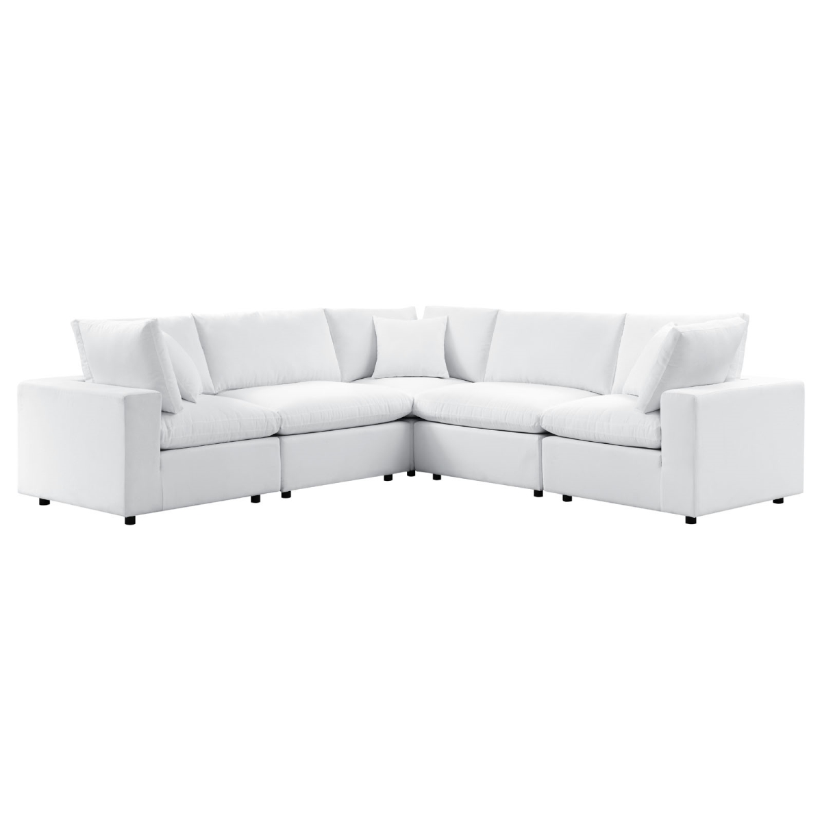 EEI-5590-WHI 5 Piece Commix Sunbrella Outdoor Patio Sectional Sofa, White - 24-32 x 108 x 108 in -  Modway Furniture